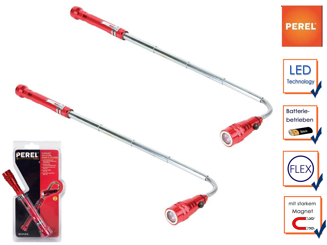 Lampes De Poche Magnétique 2stk Télescope DEL lampes de poche Flex avec magnétique