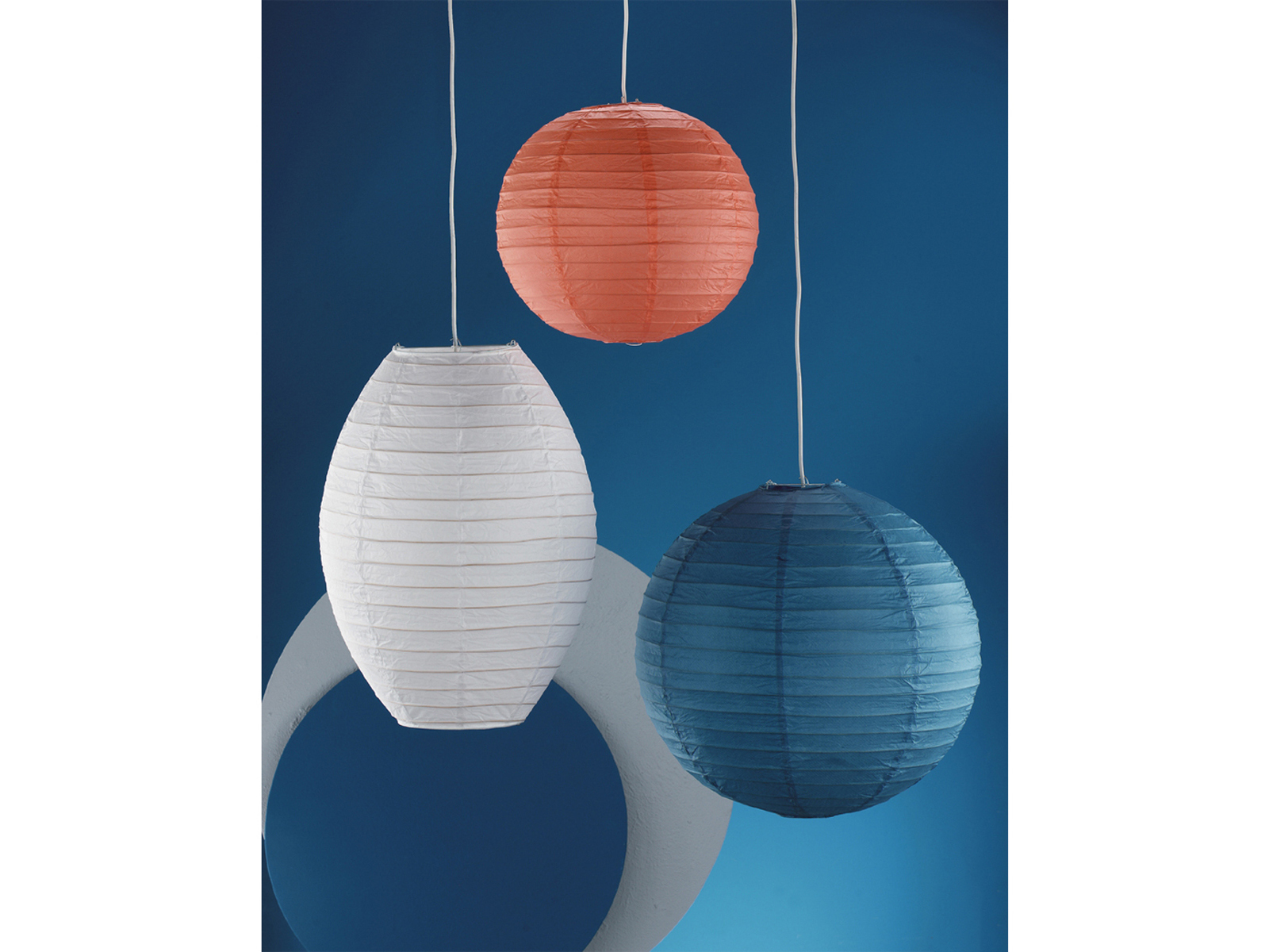 Pendelleuchte Lampion Trio Lampenschirm Japan-Kugel PAPER Papier blau Ø 40cm
