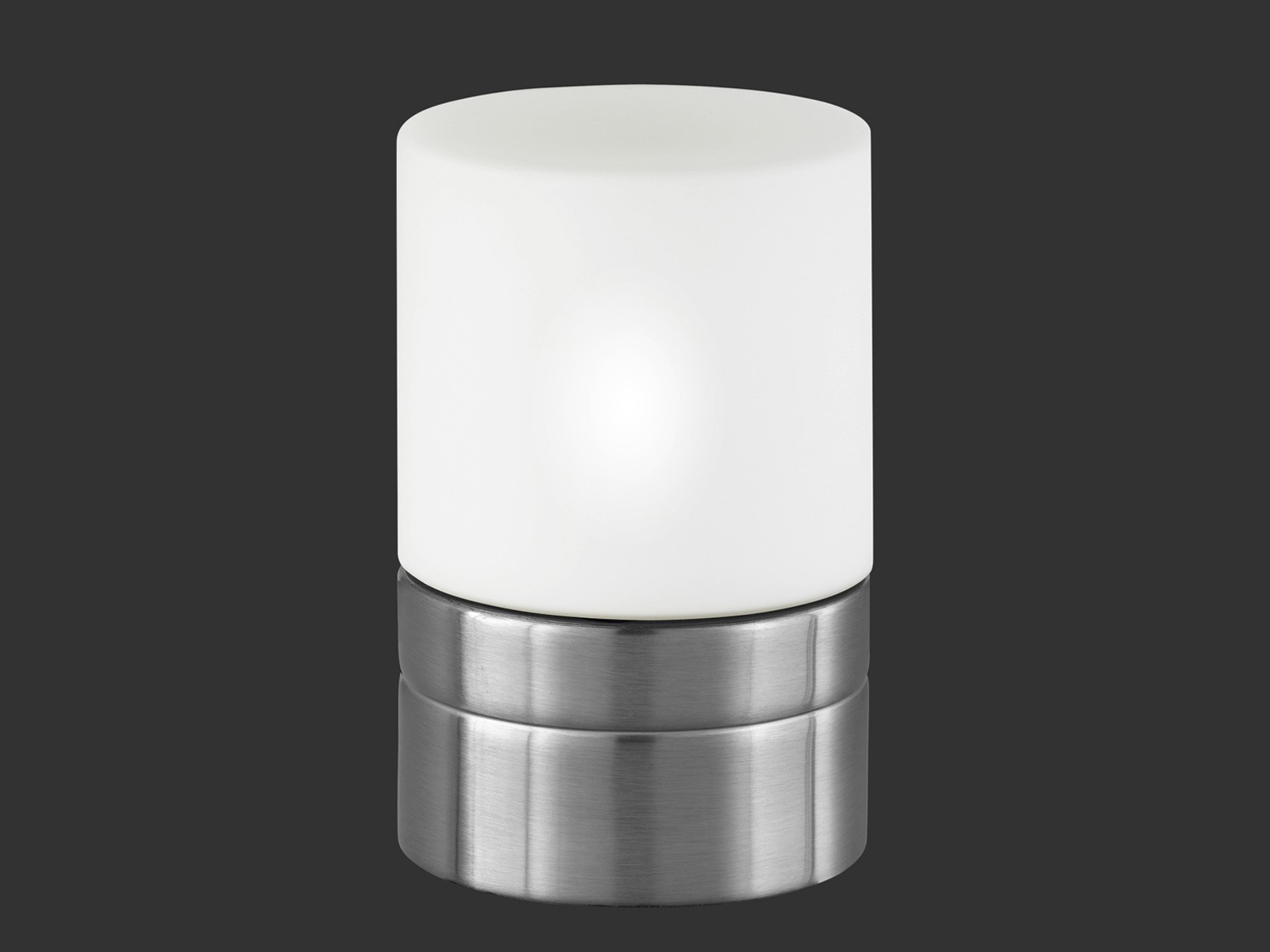 Ø 9cm Nickel matt Glas opal weiß TRIO Tischlampe TOUCH-ME E14
