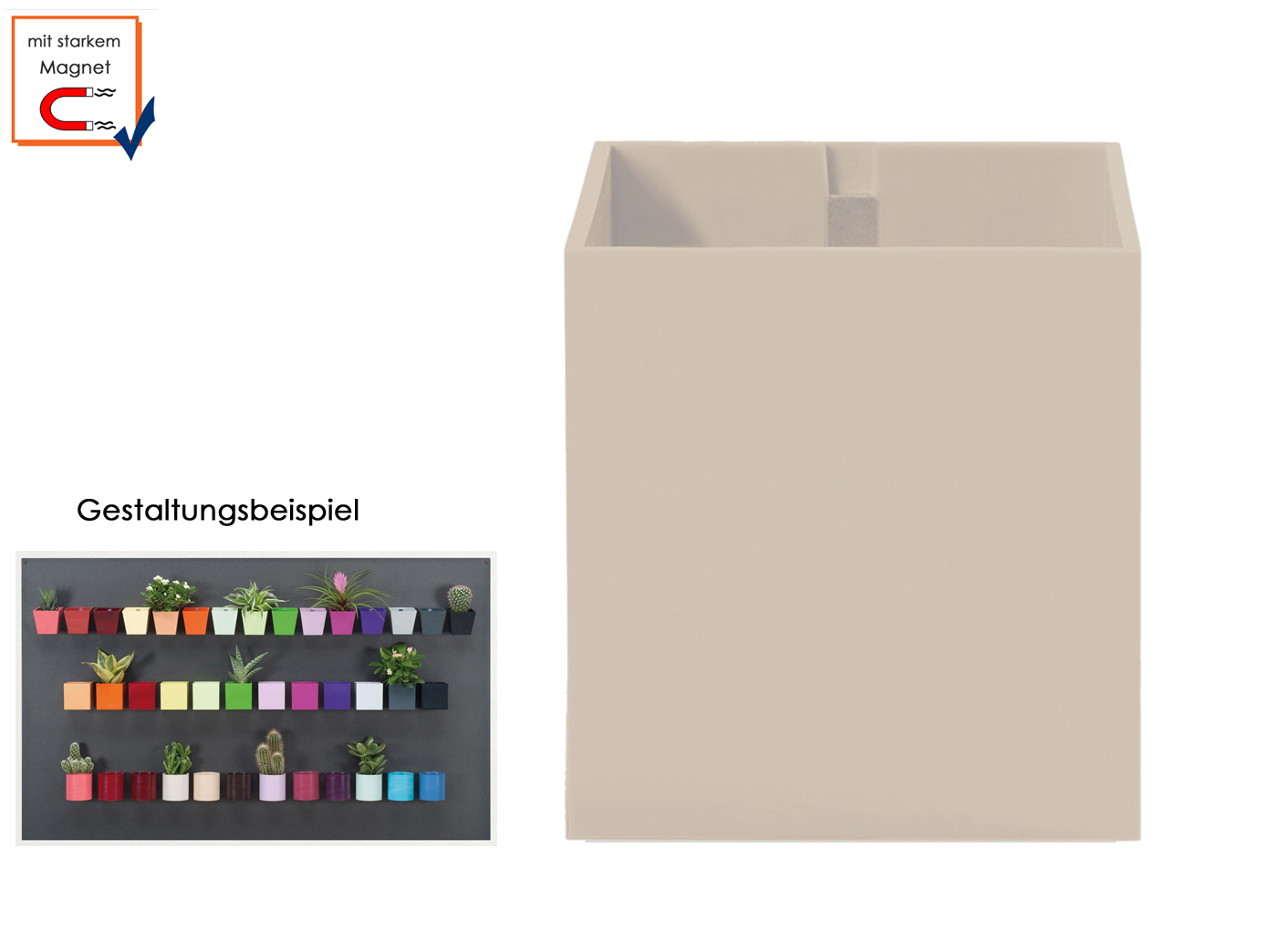 KalaMitica Wandaufbewahrung Wanddeko Kunststofftopf m Magnet Ø 9cm