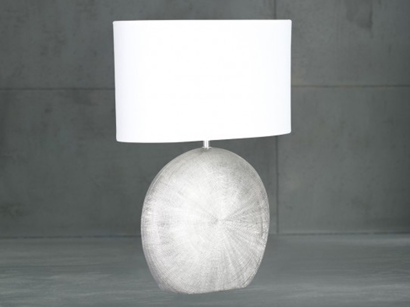 Tischleuchte LEGEND mit LED, H. 53cm, silber/weiß, Keramik & Stoff