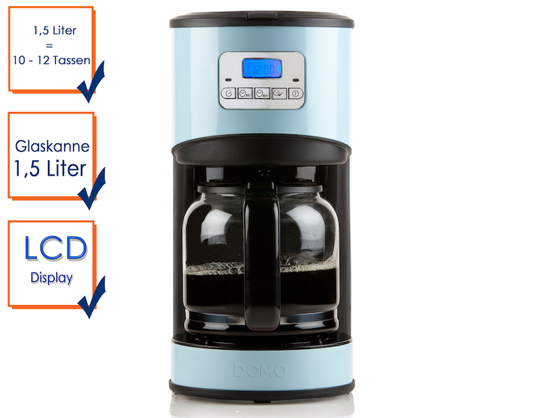 Detalles de Máquina de Café Azul 24 Horas Temporizador LCD Pantalla 1,5L Detalles de Máquina de Café Azul 24 Horas Temporizador LCD Pantalla 1,5L