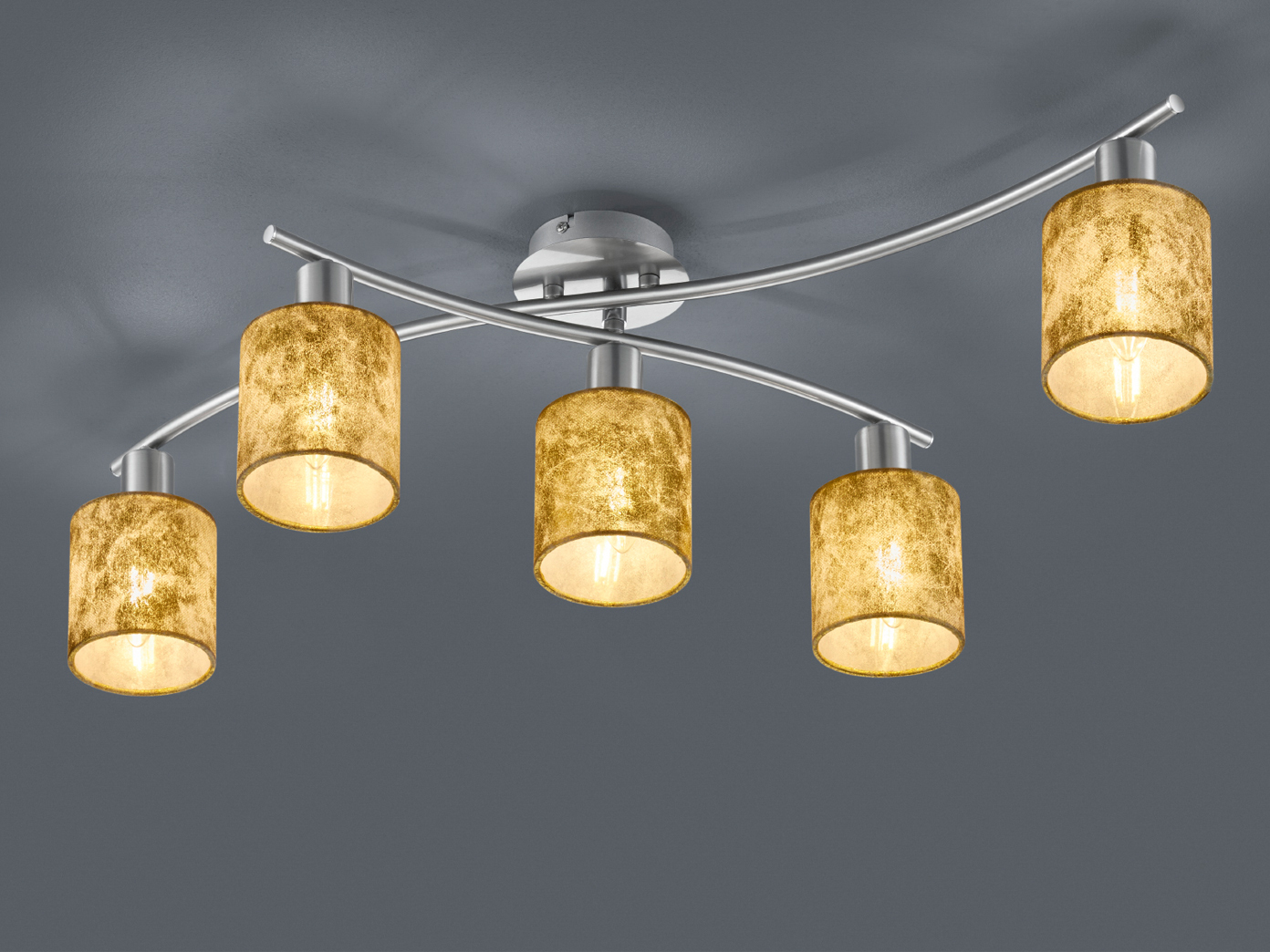5 bruciatori LED Plafoniera Garda orientabile, sostanza schermi oro, illuminazione soffitto 5 bruciatori LED Plafoniera Garda orientabile, sostanza schermi oro, illuminazione soffitto