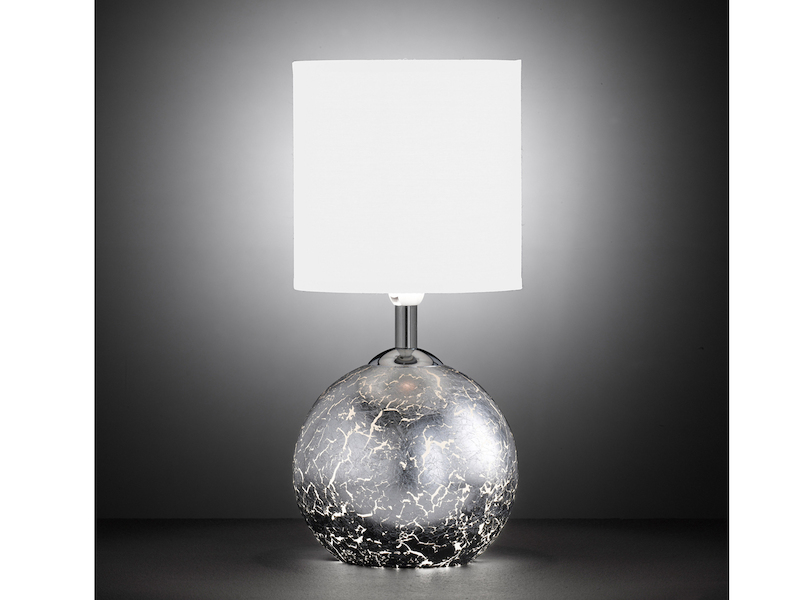 LED Tischlampe mit Schirm weiß Glasfuß Silber G9-Fassung Nachttischlampe Diele