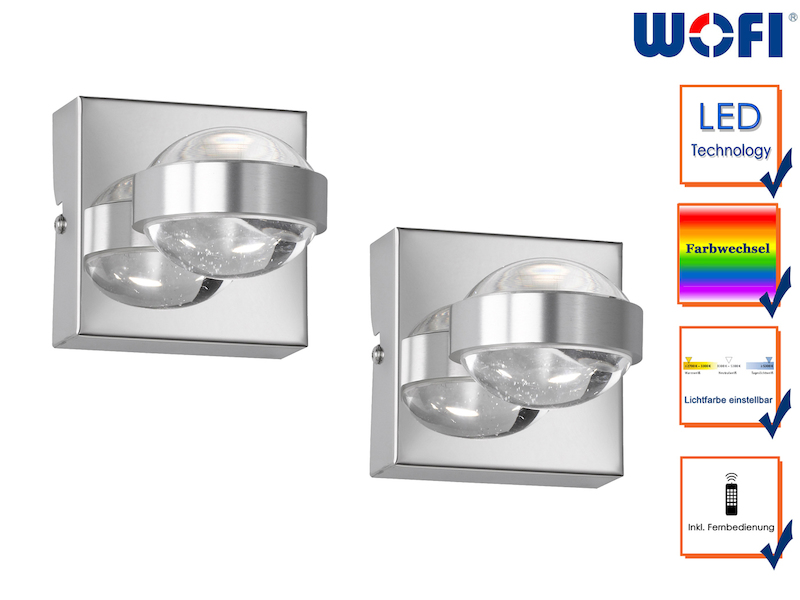 2 Stk Dimmbar Wandlampe Farbwechsel Fernbedienung Led Design