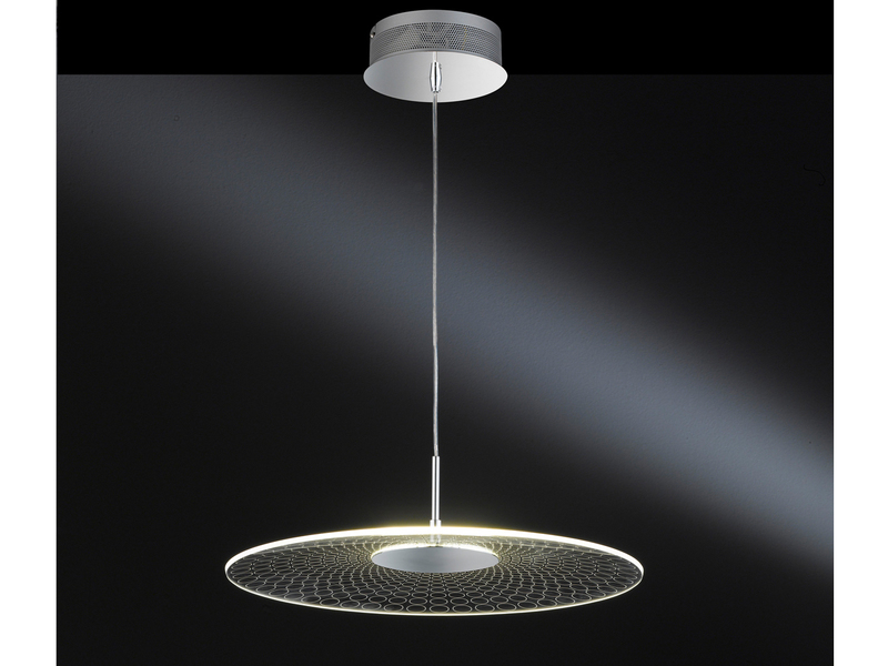 LED Pendel Ø 49cm Pendelleuchte Esstisch 15 Watt Chrom poliert