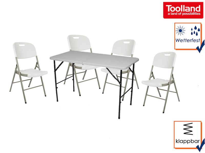 Family Camping Set: Campingklapptisch & 4 Stühle, Outdoormöbel Garten
