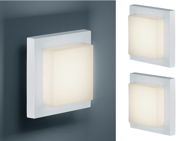 Eckige Led Aussenwandlampe In Weiss 2 Aussenleuchten Fur Hauswand