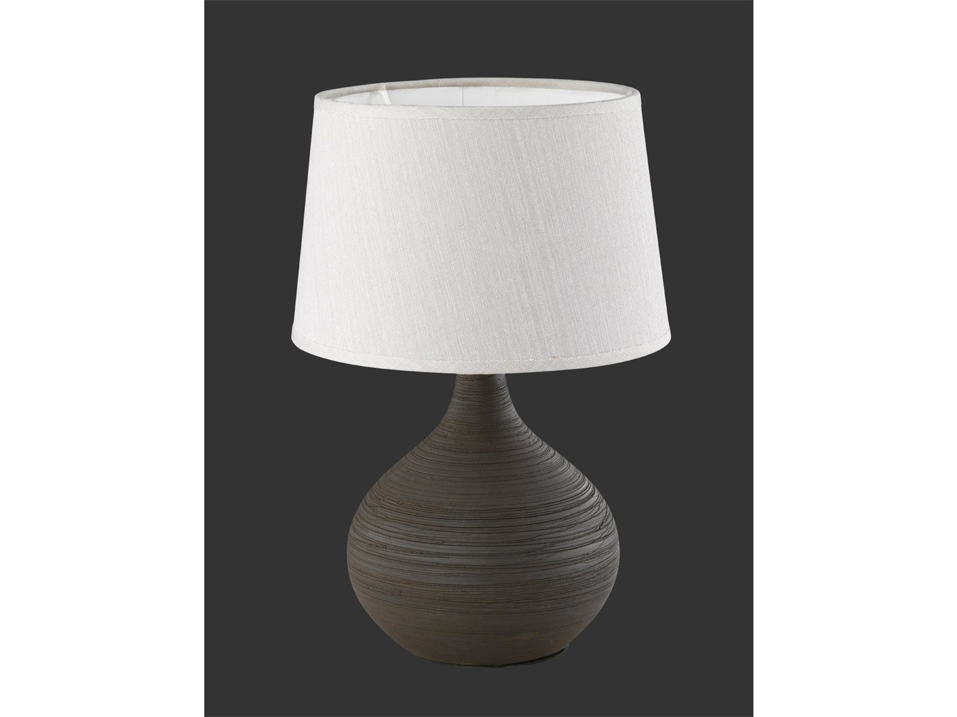 Designer LED Tischleuchten Keramik Textilschirm rund moderne Wohnzimmerlampen
