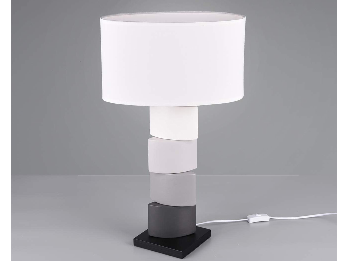 Tischleuchte Nacht-Tischlampe Beistellleuchte 60 cm Keramik TEXTIL Stoff weiß 