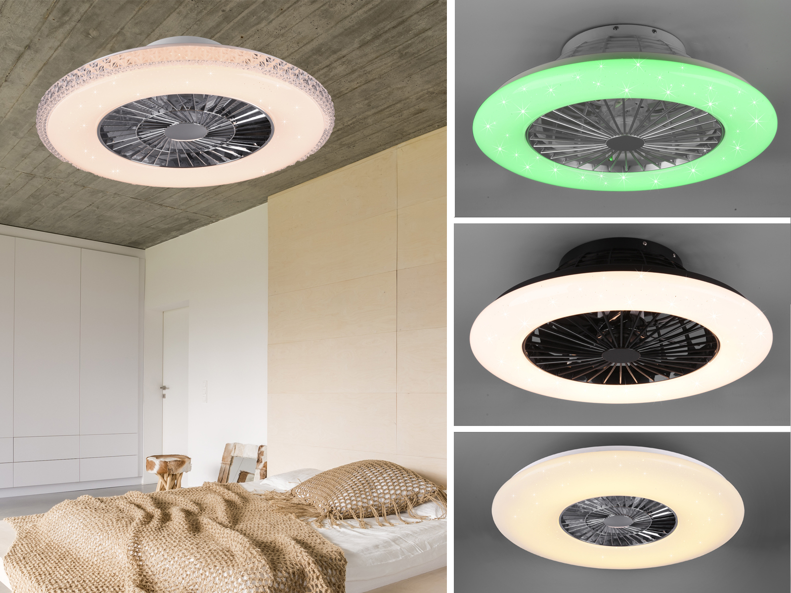 LED Deckenventilator mit Sternenhimmel leise für Schlafzimmer Lüfter