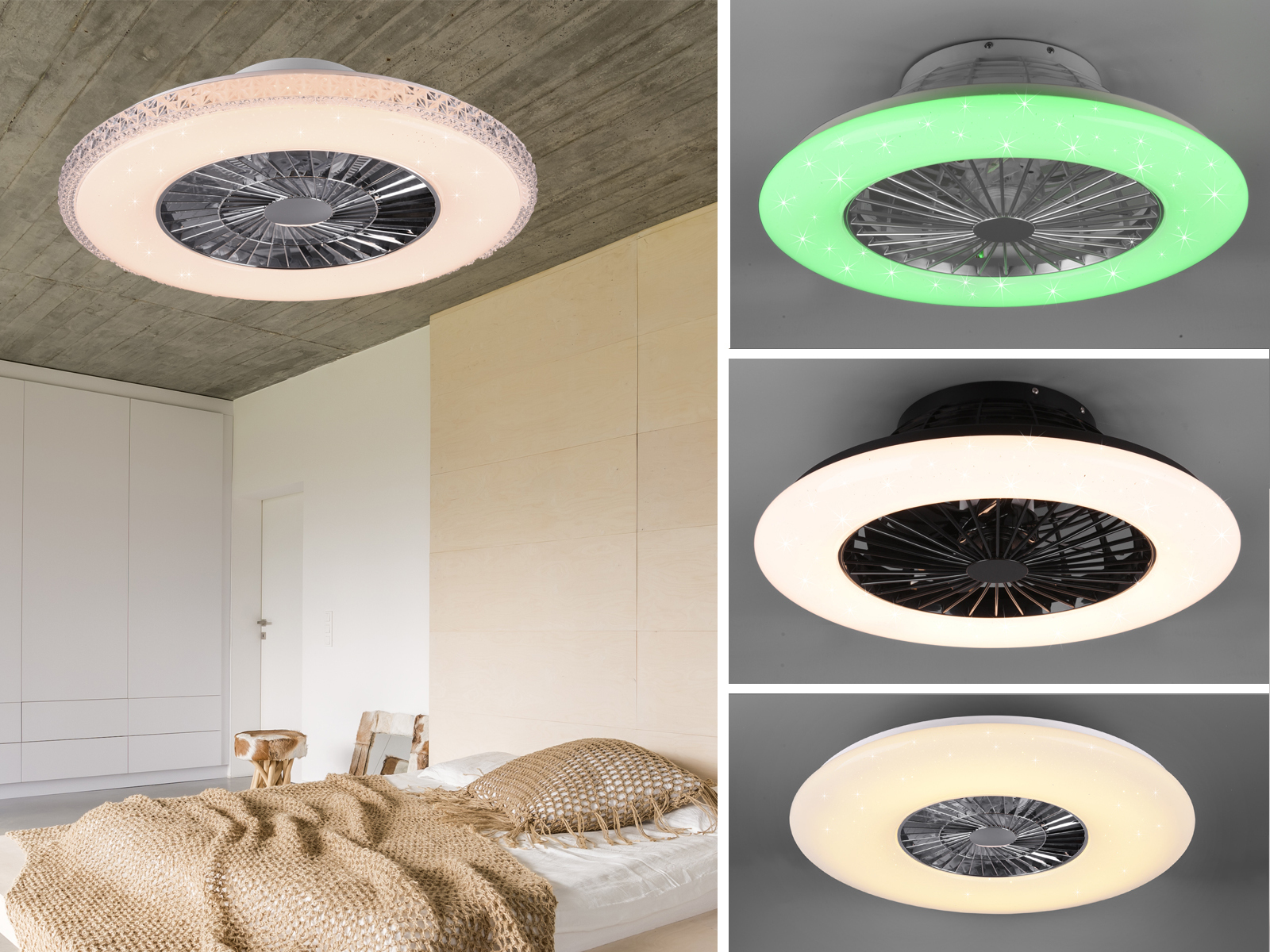 Deckenventilator Leise Schlafzimmer LED Deckenventilator mit Sternenhimmel leise für Schlafzimmer Lüfter