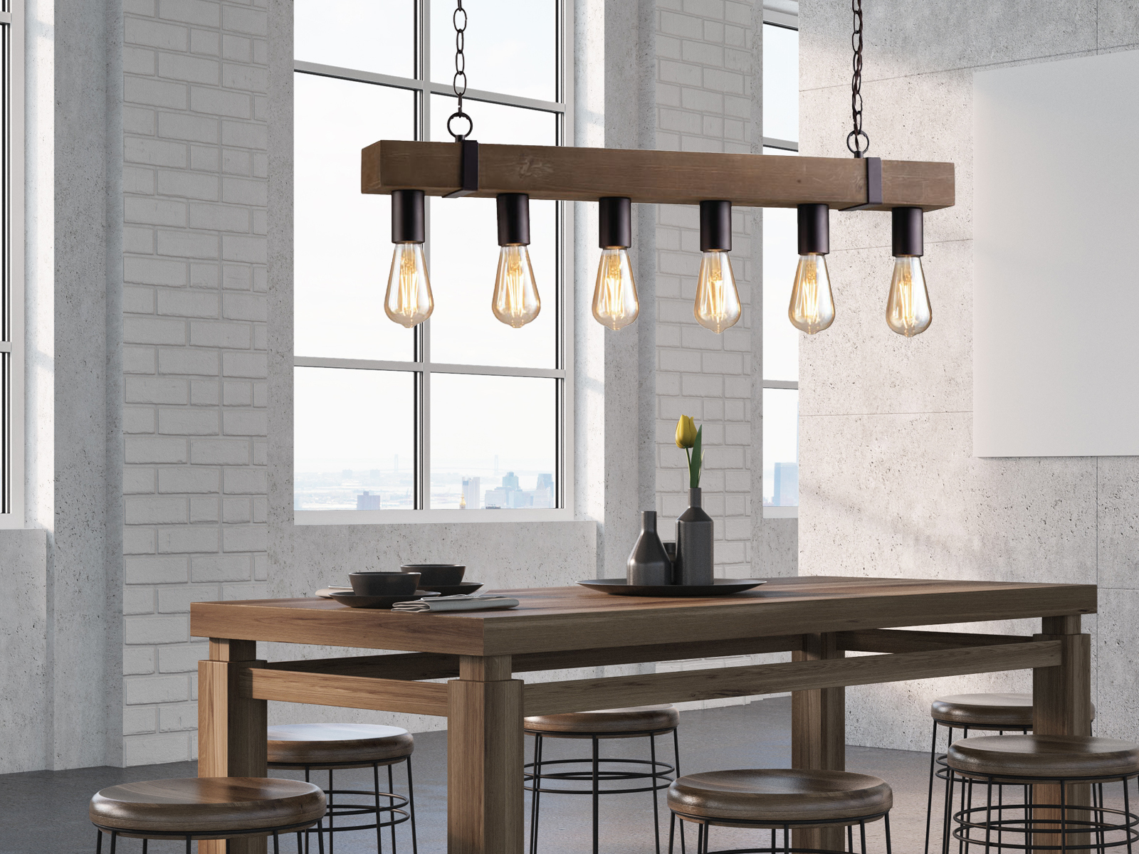 Skandinavisches Design aus Holz: Wohnzimmerlampen hängend