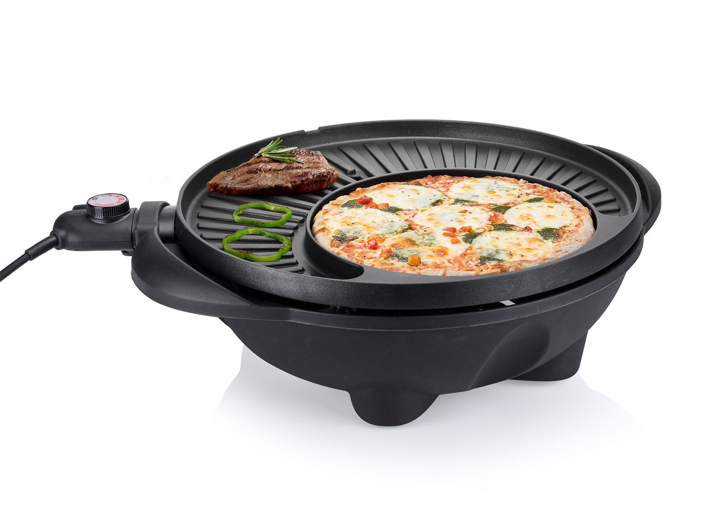 Elektrogrill mit Deckel Klein kaufen Rauchfreier Tischgrill Rundgrill