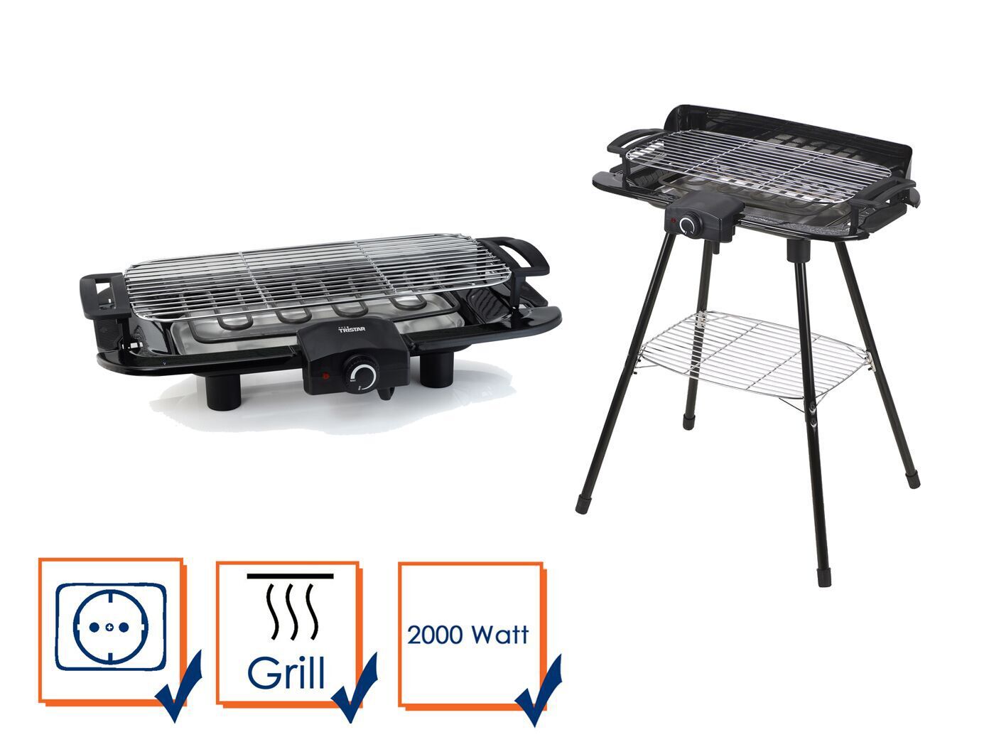 NEU Standgrill & Tischgrill elektrisch mit Ablage ELEKTRO Barbecue